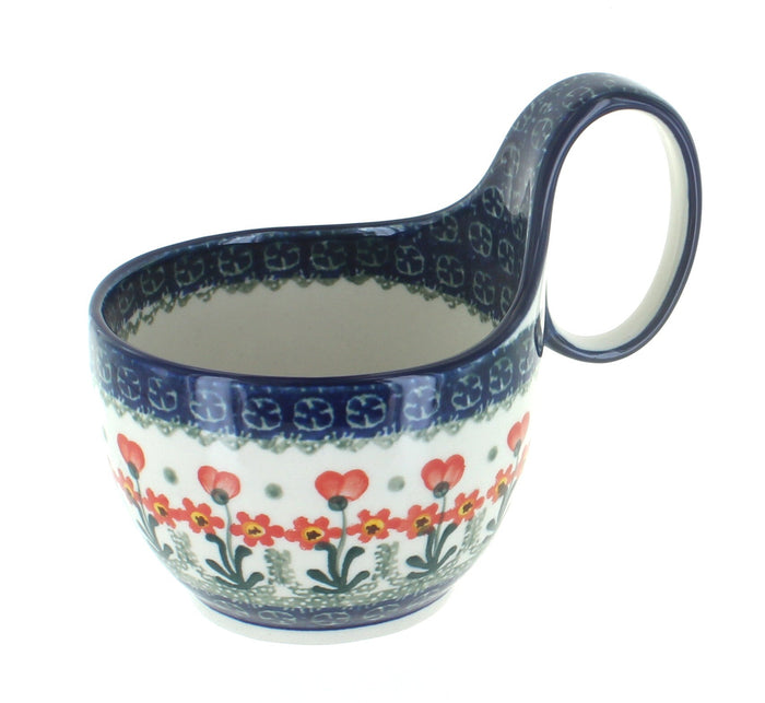 Polish Pottery Peach Posy Soup Mug