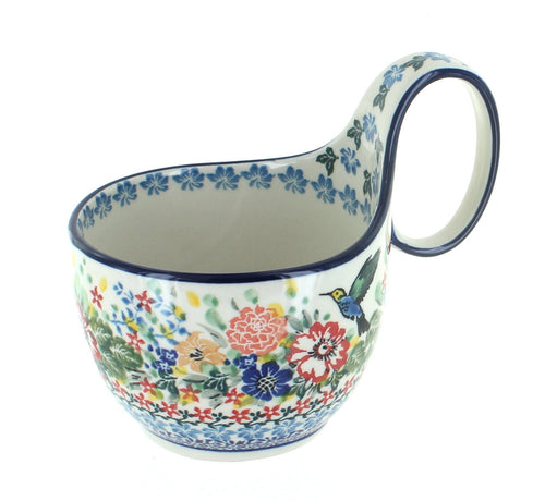 Polish Pottery Hummingbird Soup Mug