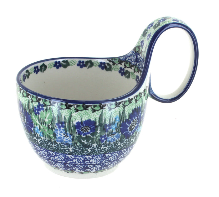Polish Pottery Sapphire Fields Soup Mug