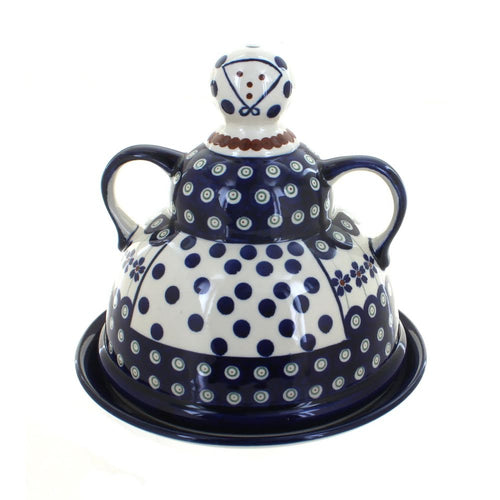 Polish Pottery Flowering Peacock Cheese Lady