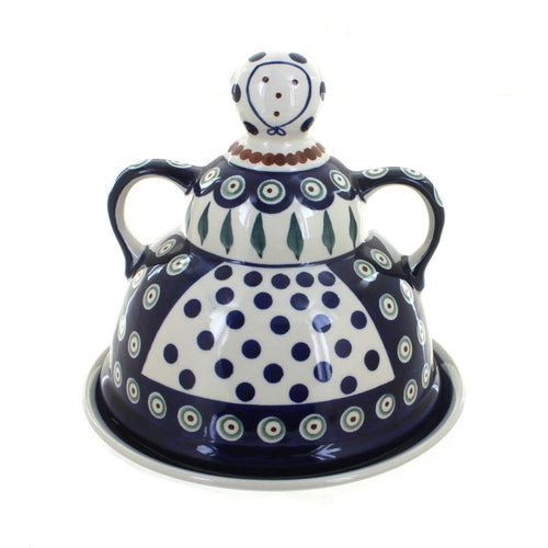 Polish Pottery Peacock Cheese Lady