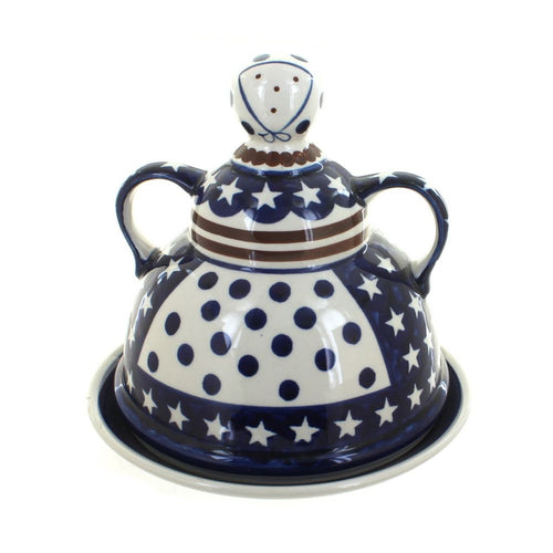 Polish Pottery Stars & Stripes Cheese Lady
