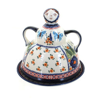 Polish Pottery Floral Butterfly Cheese Lady