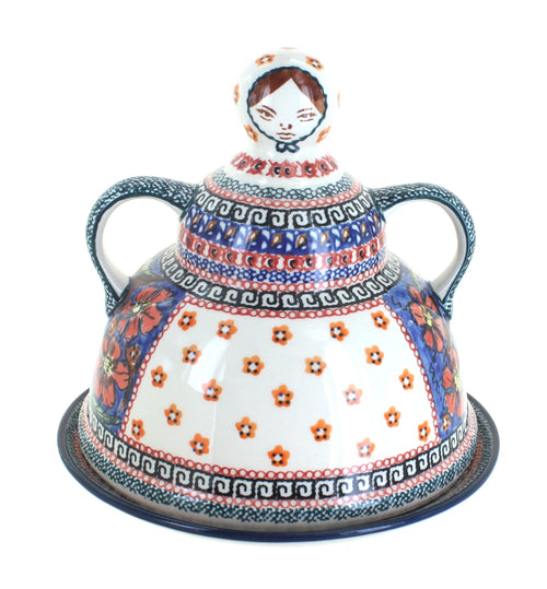 Polish Pottery Jungle Flower Cheese Lady