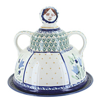 Polish Pottery Blue Tulip Cheese Lady
