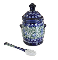 Polish Pottery Seaside Swirl Honey Pot and Dipper