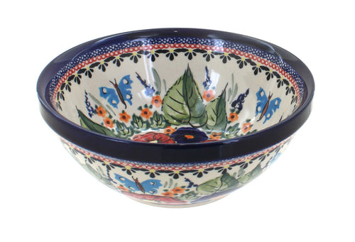 Polish Pottery Floral Butterfly Small Serving Bowl