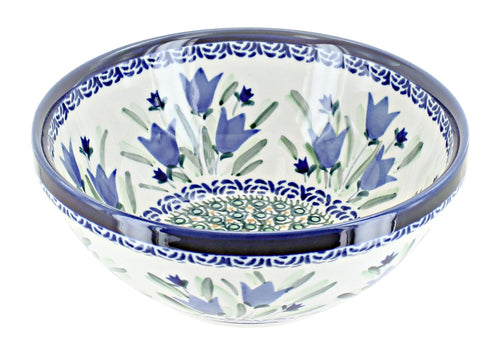 Polish Pottery Blue Tulip Small Serving Bowl