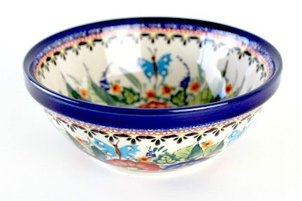 Floral Butterfly Small Serving Bowl Polish Pottery
