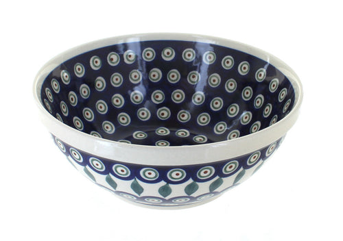 Polish Pottery Peacock Medium Serving Bowl