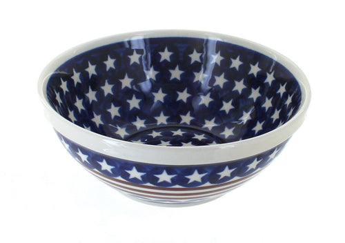 Polish Pottery Stars & Stripes Medium Serving Bowl