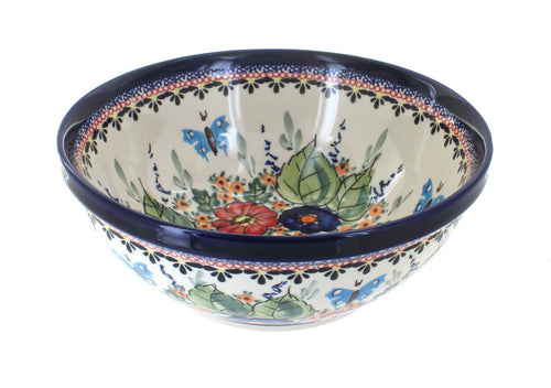 Polish Pottery Floral Butterfly Medium Serving Bowl