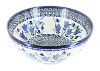 Polish Pottery Blue Tulip Medium Serving Bowl
