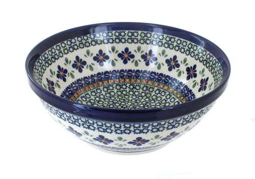 Polish Pottery Mosaic Flower Medium Serving Bowl