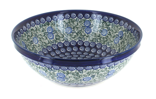 Polish Pottery Seaside Swirl Large Serving Bowl