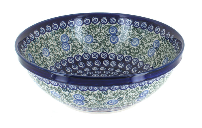 Polish Pottery Seaside Swirl Large Serving Bowl