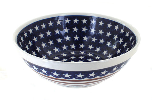 Polish Pottery Stars & Stripes Large Serving Bowl