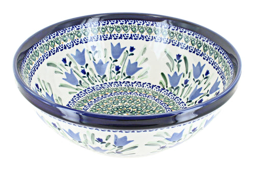 Polish Pottery Blue Tulip Large Serving Bowl
