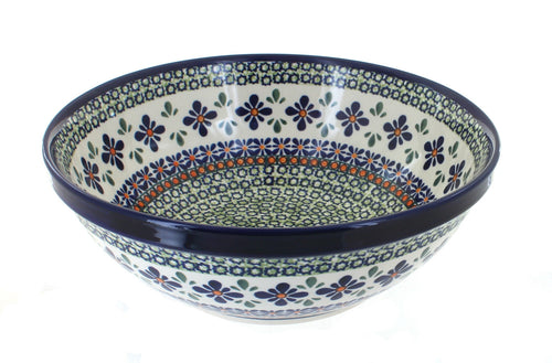 Polish Pottery Mosaic Flower Large Serving Bowl