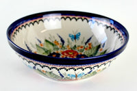 Floral Butterfly Large Serving Bowl Polish Pottery