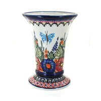 Polish Pottery Floral Butterfly Small Vase