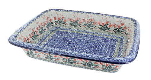 Polish Pottery Spring Tulip Large Rectangular Baker