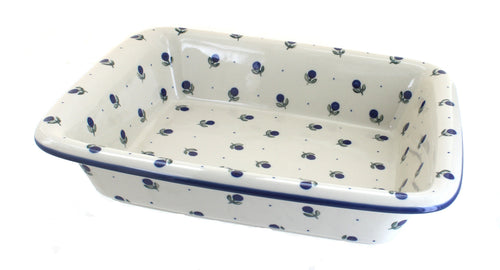 Polish Pottery Blueberry Medium Rectangular Baker