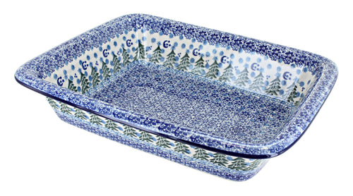 Polish Pottery Evergreen Magic Medium Rectangular Baker