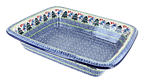Polish Pottery Winter Bells Medium Rectangular Baker