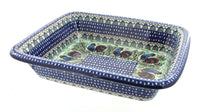 Polish Pottery Rooster Row Medium Rectangular Baker