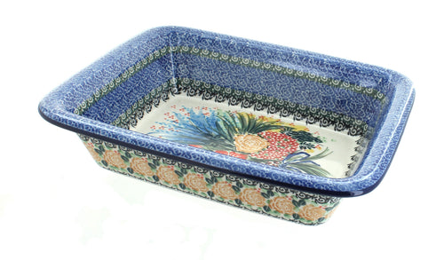 Polish Pottery Summer Blooms Small Rectangular Baker