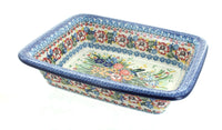 Polish Pottery Hummingbird Small Rectangular Baker