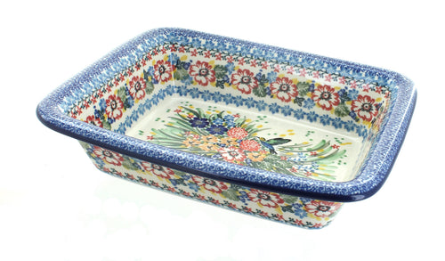 Polish Pottery Hummingbird Small Rectangular Baker