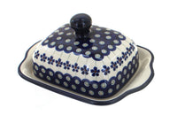 Polish Pottery Flowering Peacock Square Butter Dish