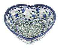 Polish Pottery Blue Tulip Large Heart Bowl