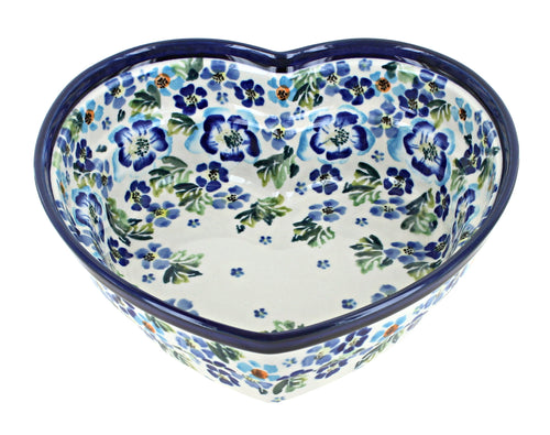 Polish Pottery Vintage Violet Large Heart Bowl