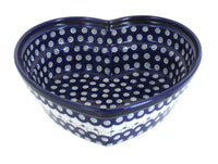 Polish Pottery Flowering Peacock Large Heart Bowl