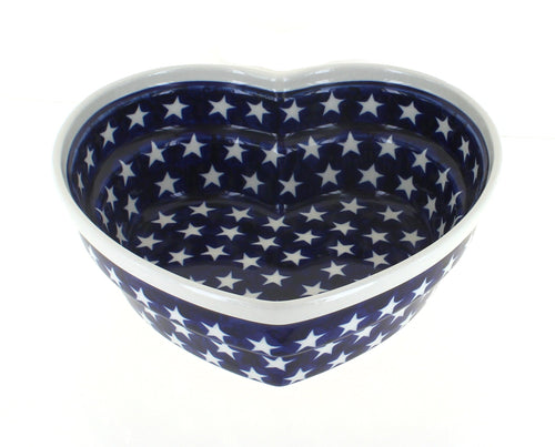 Polish Pottery Stars Large Heart Bowl