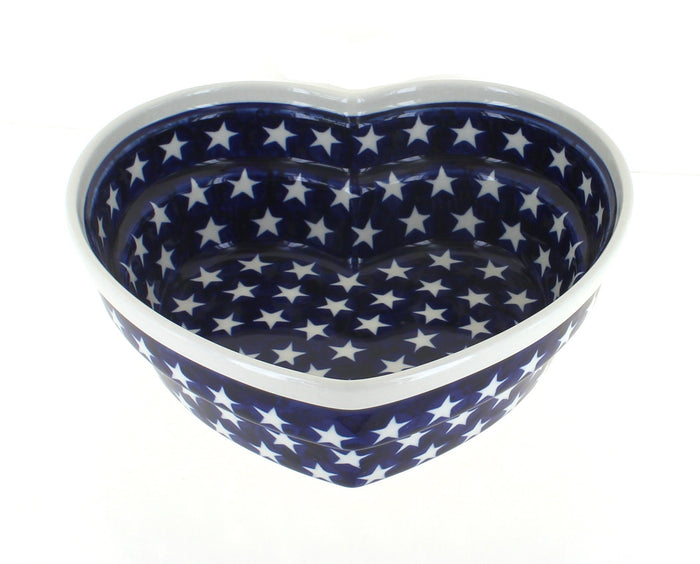 Polish Pottery Stars Large Heart Bowl