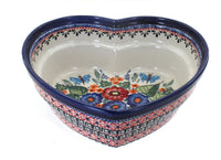 Polish Pottery Floral Butterfly Large Heart Bowl