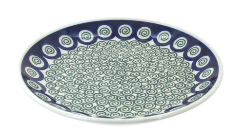 Polish Pottery Peacock Swirl Dessert Plate