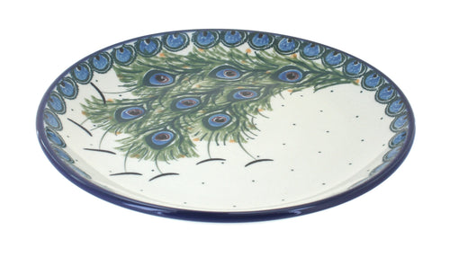 Polish Pottery Peacock Feather Dessert Plate