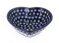 Polish Pottery Flowering Peacock Small Heart Bowl