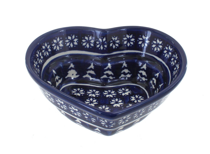 Polish Pottery Winter Nights Small Heart Bowl
