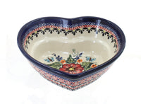 Polish Pottery Floral Butterfly Small Heart Bowl