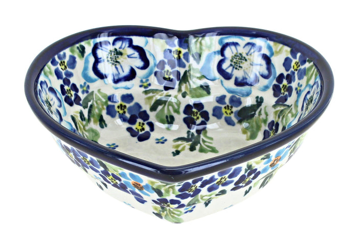 Polish Pottery Vintage Violet Small Heart Bowl