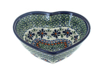 Polish Pottery Mosaic Flower Small Heart Bowl