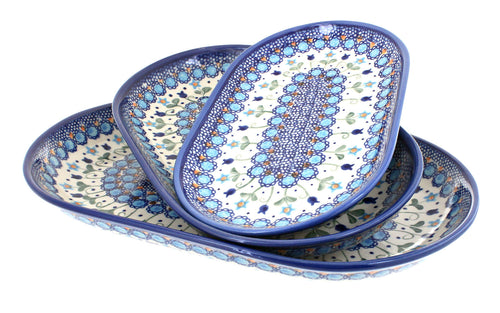 Polish Pottery Savannah 3 Piece Oval Server Set