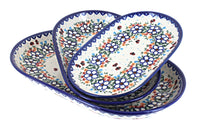 Polish Pottery Scarlett 3 Piece Oval Server Set
