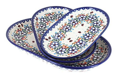 Polish Pottery Scarlett 3 Piece Oval Server Set
